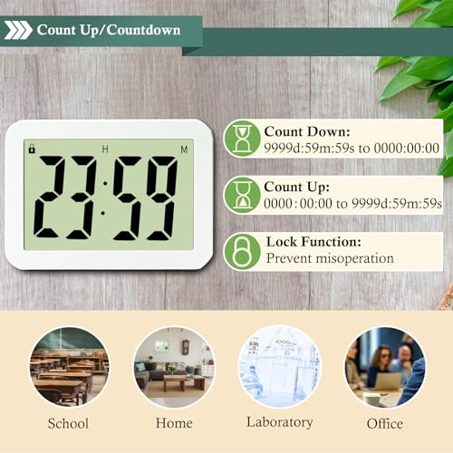 QINFIEY Digital Countdown Days Timer 9999-Days Electronic Timer for Vacation Retirement Wedding Lab, Large Display for Classroom Graduation,Study Fitness Count Down - color: Green