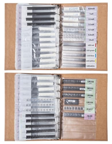 SMD 0402 Resistors, Capacitors, Transistors and Electronic Components Assortment SMT Book - 9655 pcs