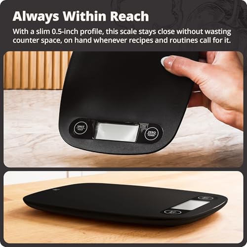 Greater Goods Food Scale, Slim & Compact Build, 1g Precision (Matte Black) - color: Matte Black