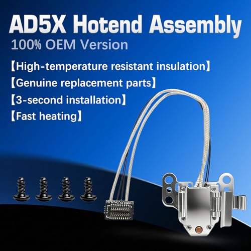 Original for Flashforge AD5X Hotend Heating Assembly Kit Includes Heating Wire, thermistor Temperature Sensor Element, Metal Heating Base+Fixing clamp+4 Fixing Screws. for Flashforge 3D Printer Parts - color: Hotend Heating Assembly