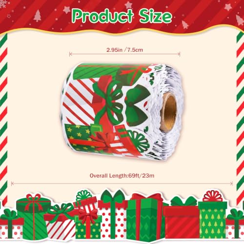 69Ft Christmas Gift Box Bulletin Board Border Trim, Red Green Die-Cut Xmas Present Border Roll, Winter Holiday Classroom Decor for Bulletin Board, Whiteboard, Door, Christmas Party Decorations - color: Christmas Gift Box
