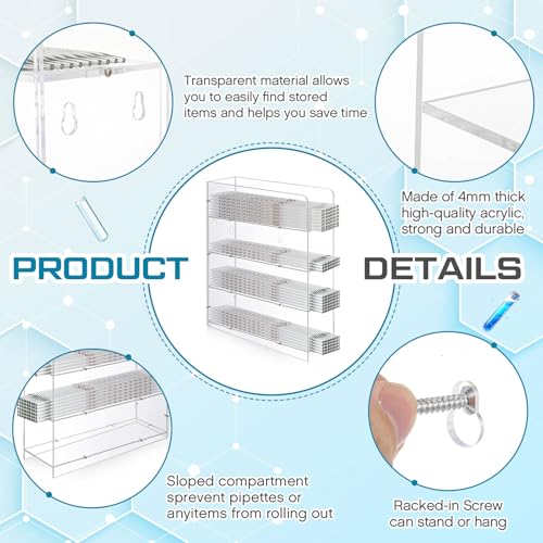 Geelin 2 Pcs Acrylic Pipette Rack, 15 x 11.8 x 4 Inch, Clear - size: 15 x 11.8 x 4 Inch