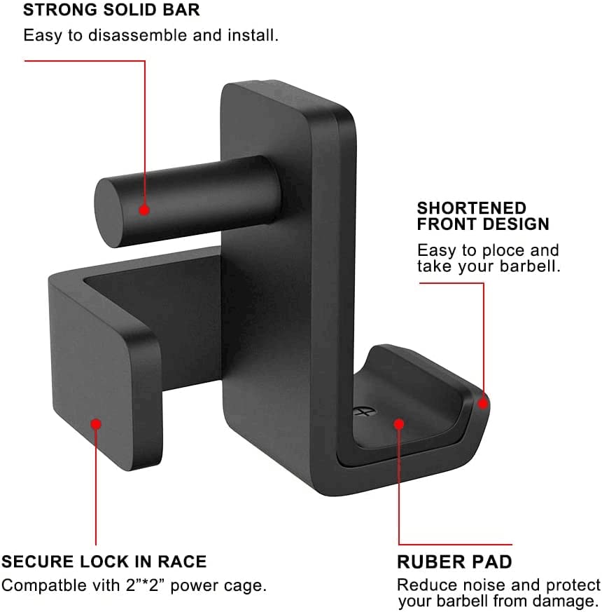SELEWARE Heavy Duty J Hooks for Power Rack, 2" x 2" Tube, 1" Holes - color: For 1" Hole of 2x2 inch Rack