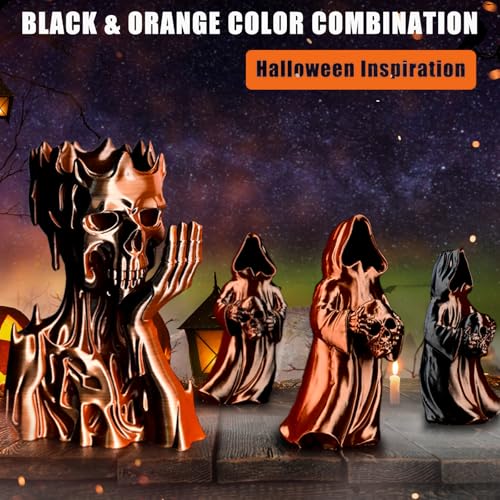 OVV3D Silk PLA Burnt Orange Filament for Dia de Los Muertos Decorations, Dual Color Black Halloween Filament, Pumpkin Orange PLA, Multicolor 3D Printing PLA 1.75mm for 3D Printer +/-0.02mm, 1kg - color: Dual-color Black Orange