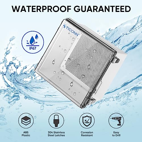 TICONN Outdoor Electrical Box Waterproof, ABS IP67 Junction Box Enclosure - color: Transparent Cover, size: 11.8"x11.8"x7.1"