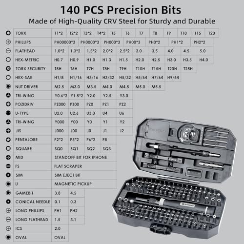 SHARDEN 153 in 1 Precision Screwdriver Set for Electronic Repair Black - color: 153 in 1 Black