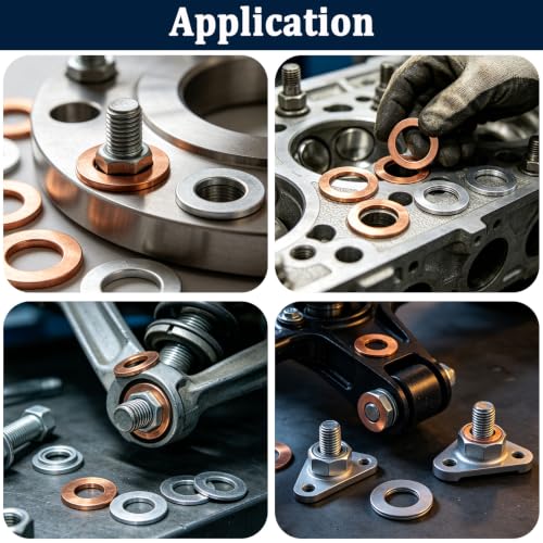 110pcs Oil Drain Plug Crush Washer Gasket Seal Assortment 50pcs Cooper and 60pcs Aluminum Oil Plug Washers-10mm 12mm 14mm 16mm 18mm O-105 - size: 110