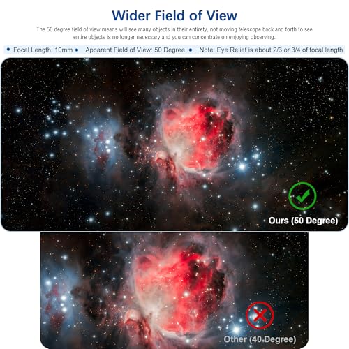 Alstar Telescope Eyepiece 10mm Plossl Telescopes Lens 50° Wide FOV 1.25" - size: 10MM