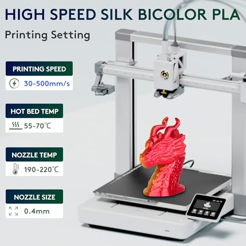 ERYONE Silk Dual Color PLA Filament 3D Printer 1.75mm +/- 0.03mm, Bicolor Filament Two Tone PLA Bundle 2KG Cardboard Spool, Red Gold - color: 2*1kg Dual Silk Red Gold, size: Silk Pla-2kg