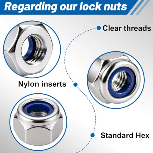 M3-0.5 Lock Nut 330Pcs Stainless Steel Nylock Locking Nuts with Washer - size: locknut-M3 330pcs