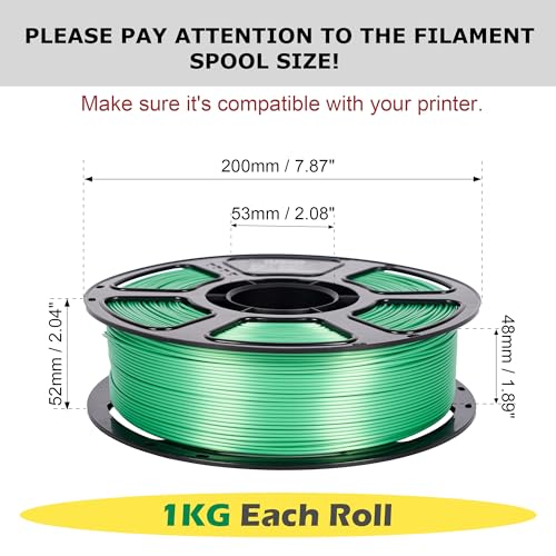 Silk PLA Filament 1.75mm Bundle 8x1KG, 3D Printer Filament Pack - color: Silk Gold+red+purple+blue+green+black+white+silver