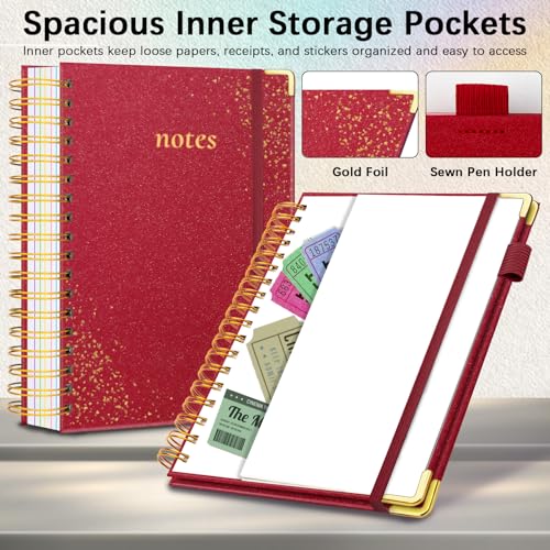 Hardcover Spiral Notebook with Tabs & Dividers, 8"x10" 5 Subject - color: Wine Red, size: 8''x 10''