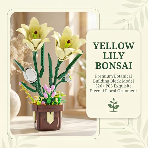 Botanicals Lily Artificial Flowers Building Set - color: Creamy Yellow