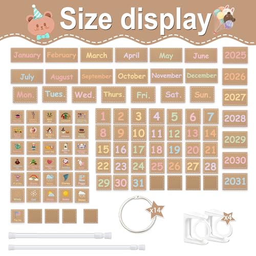 96 Cards Classroom Bulletin Board Decorations Set for Teachers,Flip Calendar with Holder for Classroom,Adjustable Calendar,Preschool Elementary Home Decor Supplies(Pastel) - style: Pastel