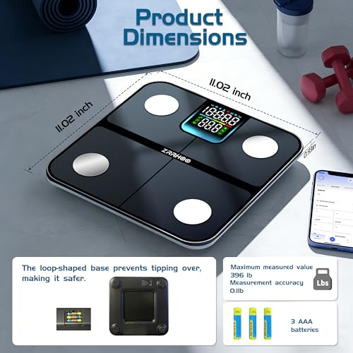 Digital Weight Scale, 25 Body Composition Bluetooth Scale, 0.1lb Precision Scale for Body Weight, BMI, Body Fat, Muscle Mass, 400lb Sync with Health & Fitbit