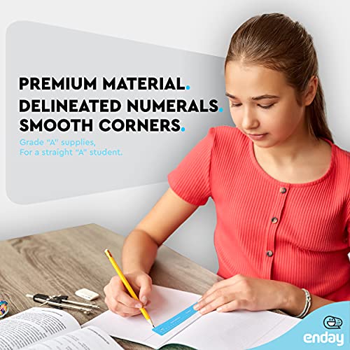 Flexible Ruler Blue, 12 in (30 cm) Soft Plastic Shatter Resistant Straight Edge Ruler, Bendable Kids & Adults Ruler w/Inches & Metrics Also Available in Pink, Purple, Red, Grey, Green, 1 Pc –By Enday - color: Blue