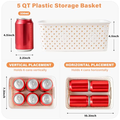 10 Pack Small Plastic Storage Bins with Lids, Stackable Plastic Storage Baskets for Organizing with Handles, Organizer Bins with Labels for Room, Craft, Containers for Pantry Organizers and Storage - color: Soft White