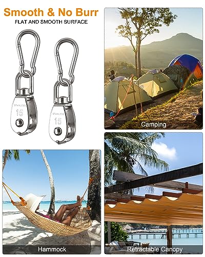 10 Pcs M15 Single Pulley Block 304 Stainless Steel Lifting Pulley - style: 10*M15 Pulley/Hook