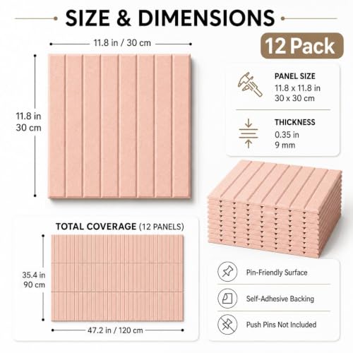 Stripe Felt Bulletin Board Tiles, Cork Board Alternative 48 x 36 in - color: Blush Pink, size: 48" x 36"