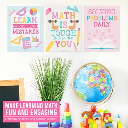 6 Math Posters - Motivational Math Posters for Elementary & Middle School - color: Colorful Pastel 1