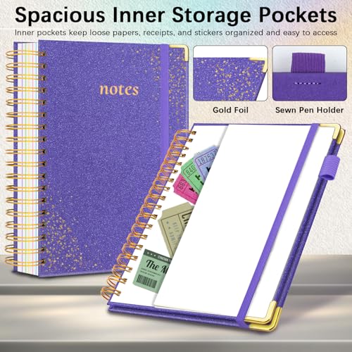 Hardcover Spiral Notebook with Tabs & Dividers, 8.5"x11" 5 Subject - color: Purple, size: 8.5''x 11''