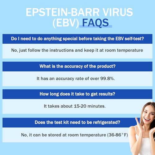 Epstein Barr (EBV) At-Home Test Kit , Detects IgG Response to VCA & EBNA ,15-Minute Rapid Result,Highly Accurate & Easy to Read Home Testing Kit