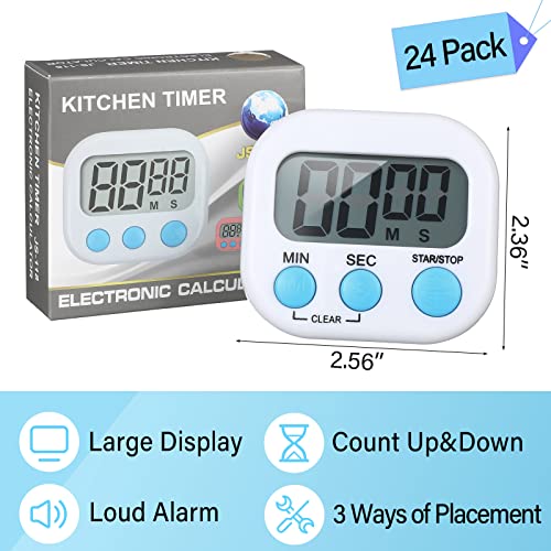 Weewooday 24 Pcs Digital Kitchen Timer Bulk for Cooking - color: Black, White