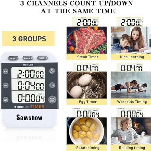 Digital Kitchen Timers for Cooking, 2 Pack - color: 382-2 White