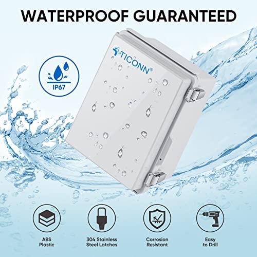 TICONN Outdoor Electrical Box Waterproof, ABS IP67 Junction Box Enclosure - color: Off-white, size: 13.8"x9.8"x5.9"