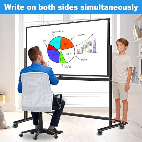 BSTPCOO Double-Sided 40"x28" Magnetic Dry Erase Board Mobile Whiteboard - color: Black, size: 40"W x 28"H