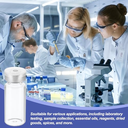PATIKIL 10ml Sample Vials 20Pcs Lab Empty Vials with Butyl Rubber Stopper