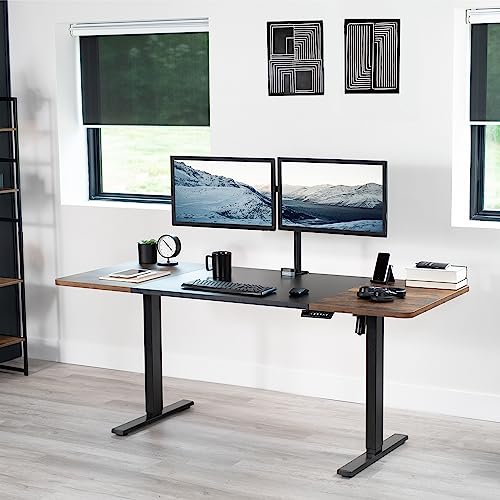 VIVO Black/Vintage Brown 71 x 30 in Table Top, DESK-TOP72-30BN - color: Black + Vintage Brown