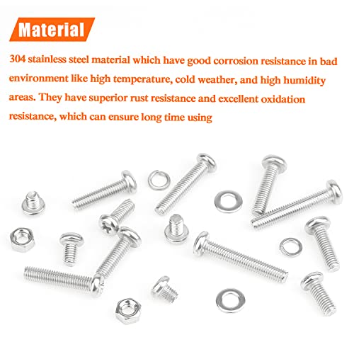 HELIFOUNER 210 Pieces M5 x 6mm /8mm /12mm /16mm /20mm /25mm /30mm, Phillips Pan Head Machine Screws, Metric Screws Bolts Washers Nuts Kit, 304 Stainless Steel - size: M5, style: Phillips Pan Head Machine Screws