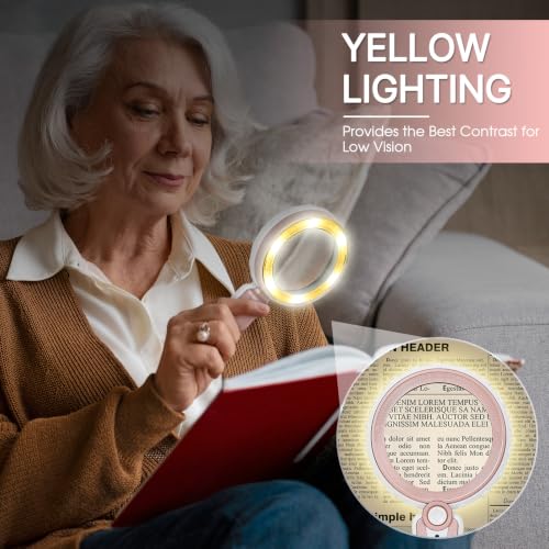 45X Magnifying Glass with Light for Reading, Jewelry, Low Vision Seniors - color: Pink