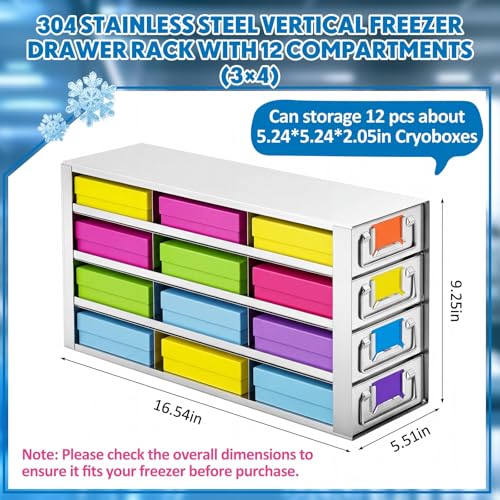 Hicarer 1 Pack 304 Stainless Steel Freezer Rack for 3x4 Inch Boxes, 4-Tier - size: 4 Tier