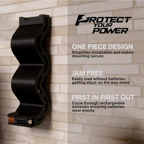 AA & AAA Battery Chute Combo, Wall Mounted Battery Organizer & Dispenser – No Jam FIFO Design, Holds 18 AA & 25 AAA Batteries – Black - color: Black
