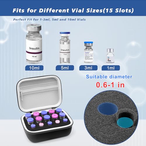 15 Slots Diabetic Peptide Vial Storage Case for Fridge, Insulin Vial Holder - color: 15 Slots