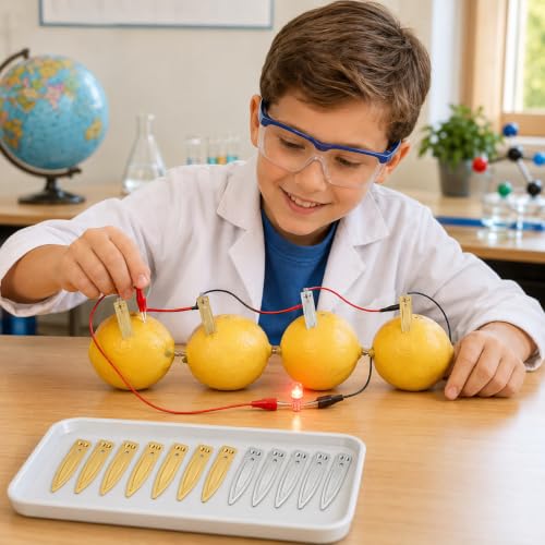 Garneck 30pcs Copper Zinc Electrode Strips: Metal Anode Plate Set for Fruit Battery Experiment Supplies Lemon Potato Science Projects Electroplating STEM Classroom Supplies (Pack of 3) - size: 4x1.1x0.1cm (Pack of 3)