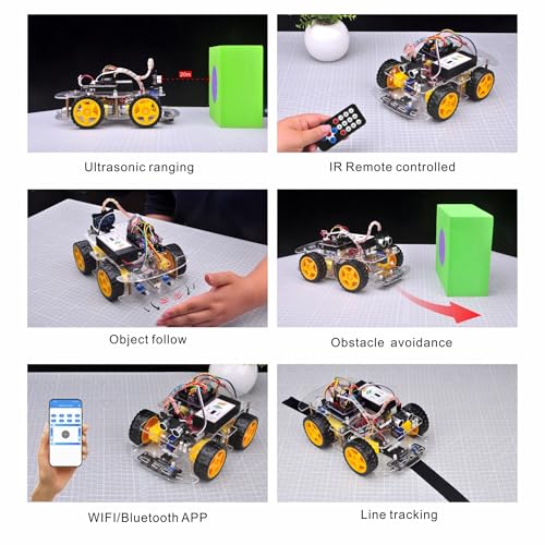 OSOYOO V3 Robot Car Starter Kit for Arduino UNO, WiFi & Bluetooth Smart Robotics Kit with Line Tracking, Ultrasonic Obstacle Avoidance, MPU6050, IR Remote, STEM Coding Learning Kit for Beginners
