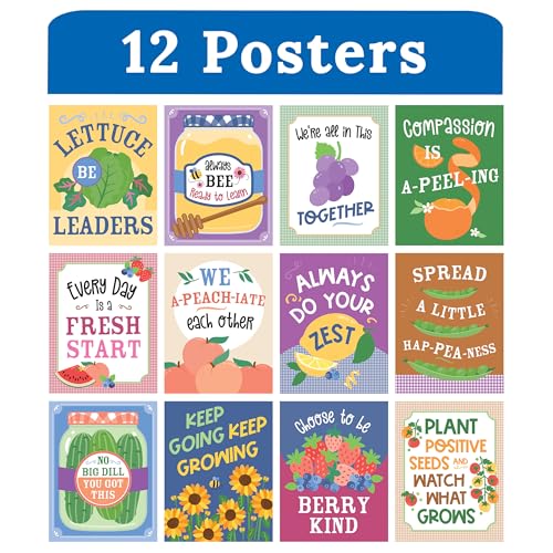 Carson Dellosa Farmers Market 12pc Motivational Poster Set, Colorful Illustrations, Powerful Visual Reminders for Homeschool and Classroom Decor - color: Farmers Market