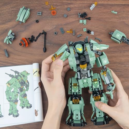 HIGH GODO Wheel Hammer Mech Robot Transforming Building Blocks Set for Adults, City Warrior Justice Hero Soldier Mech Model Building Kit, Cool Creative Robots Toys Gift for Teens, 542 Pieces