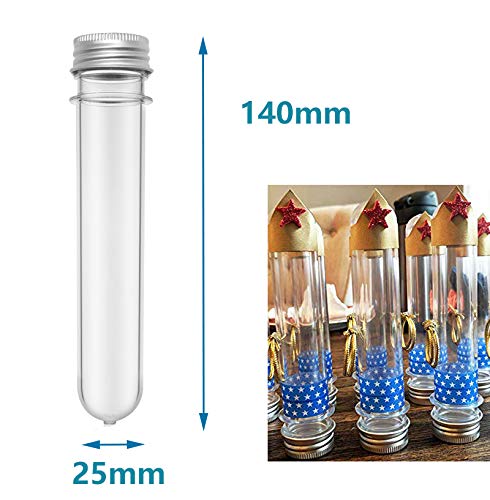 25PCS Test Tubes,40ml Clear Plastic Test Tubes with Screw Caps,25x140mm Tube for Sample,Science Party,Gumball,Candy,Bath Salts - size: 25 PCS 40ml