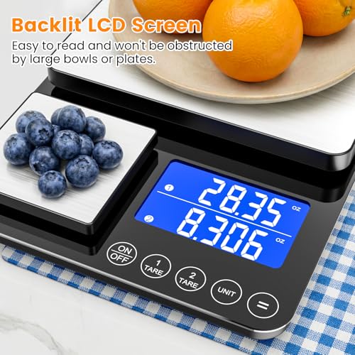 KKZ 0.001oz/33lb Kitchen Scale, Dual Platform Food Scale Grams and Ounces - color: Black-Rechargeable