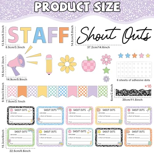 Staff Shout Out Bulletin Board Decoration Employee Appreciation and Recognition Classroom Cutouts Composition Notebook Bulletin Board Set for Back to School Chalkboard Wall Door Decoration Favor - style: Composition Staff Shout Out