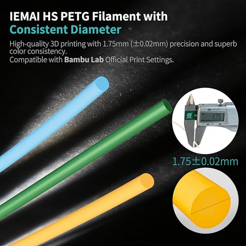 IEMAI High Speed PETG 3D Printer Filament 1.75mm, 300mm/s,1kg, Metal Silver - color: Metal Silver