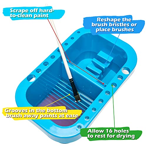 MyLifeUNIT Paint Brush Cleaner, Paint Brush Holder with Palette, Royal Blue - color: Royal Blue