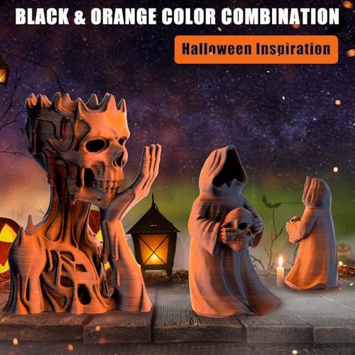 OVV3D Burnt Orange Filament for Dia de Los Muertos Decorations, Matte Black Orange PLA Filament 1.75mm Halloween Filament, Dual Color 3D Printer Filament for Most 3D Printer, 1kg Spool, +/-0.02mm - color: Matte Black Orange