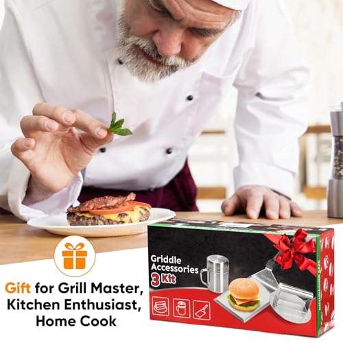 HULISEN Smashed Burger Kit, Stainless Steel Burger Press & Grill Spatula