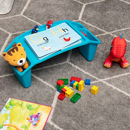 Mind Reader Kids Lap Desk, Portable Activity Tray with Side Storage, Stackable Plastic Desk for Drawing, Snacks, Study, Set of 2, Blue - color: Blue