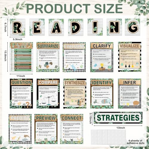 21pcs Reading Strategies Posters Reading Bulletin Board Decoration Read Corner Posters Farmhouse Bulletin Board Decorations for Elementary Middle High School Library Wall Decor Teacher Supplies - color: Farm